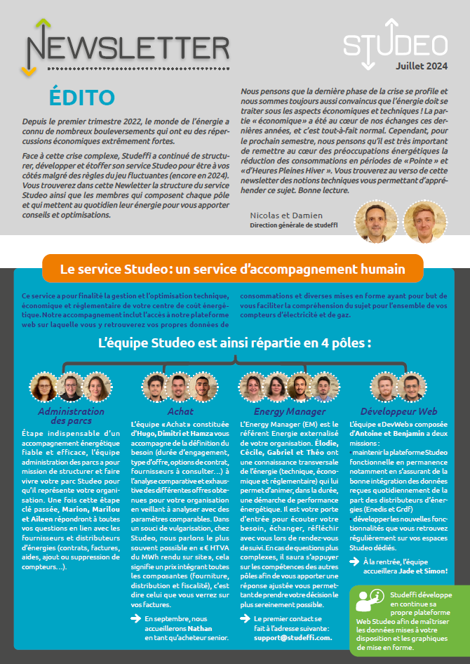 Newsletter Studeffi juillet 2024